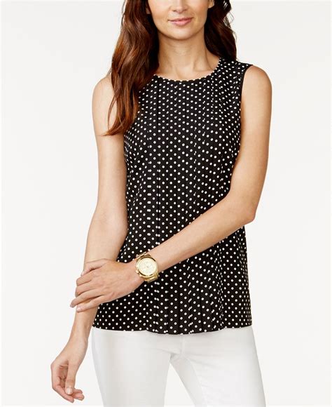 michael kors black blouse gold dots on pockets